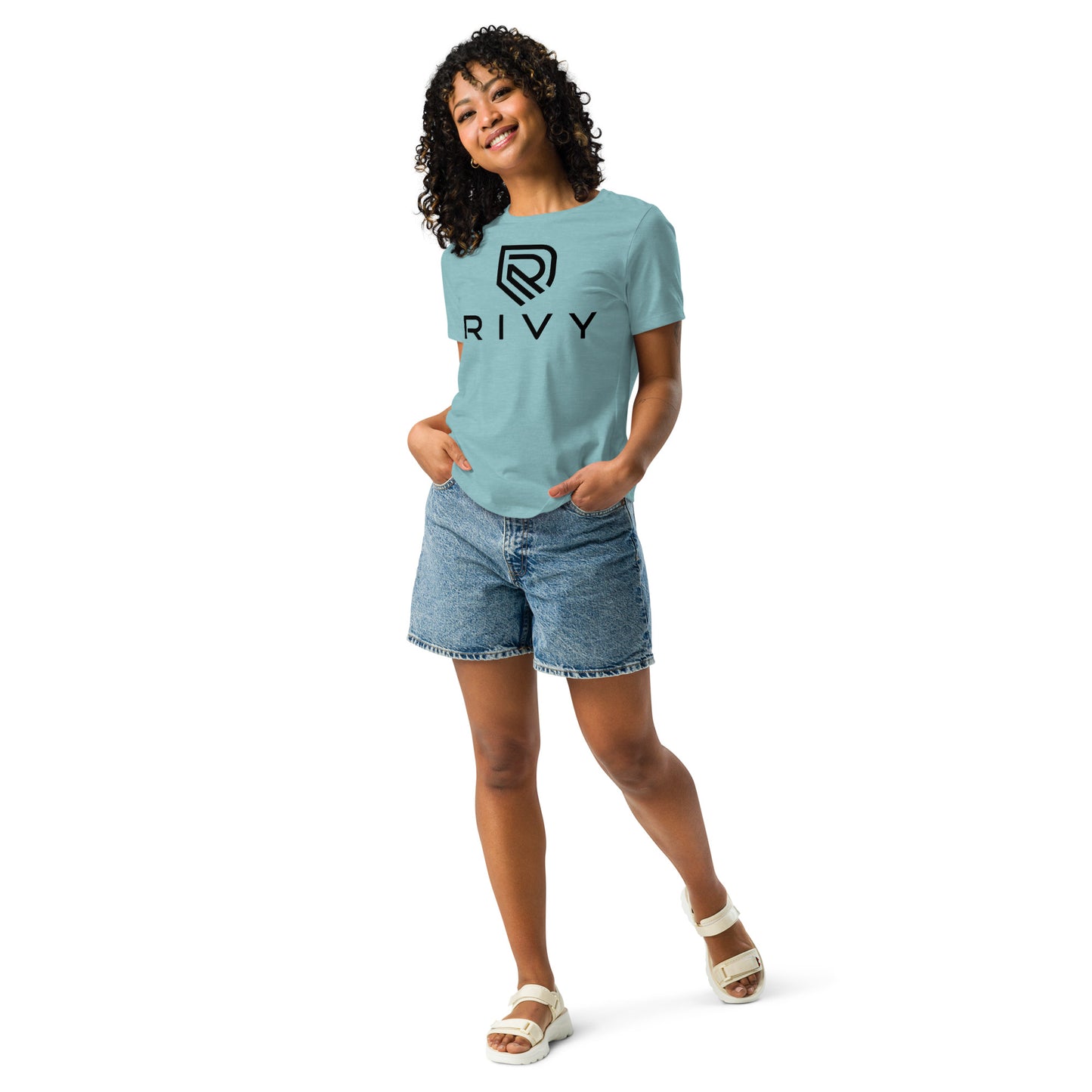Women's Relaxed T-Shirt heather blue lagoon front